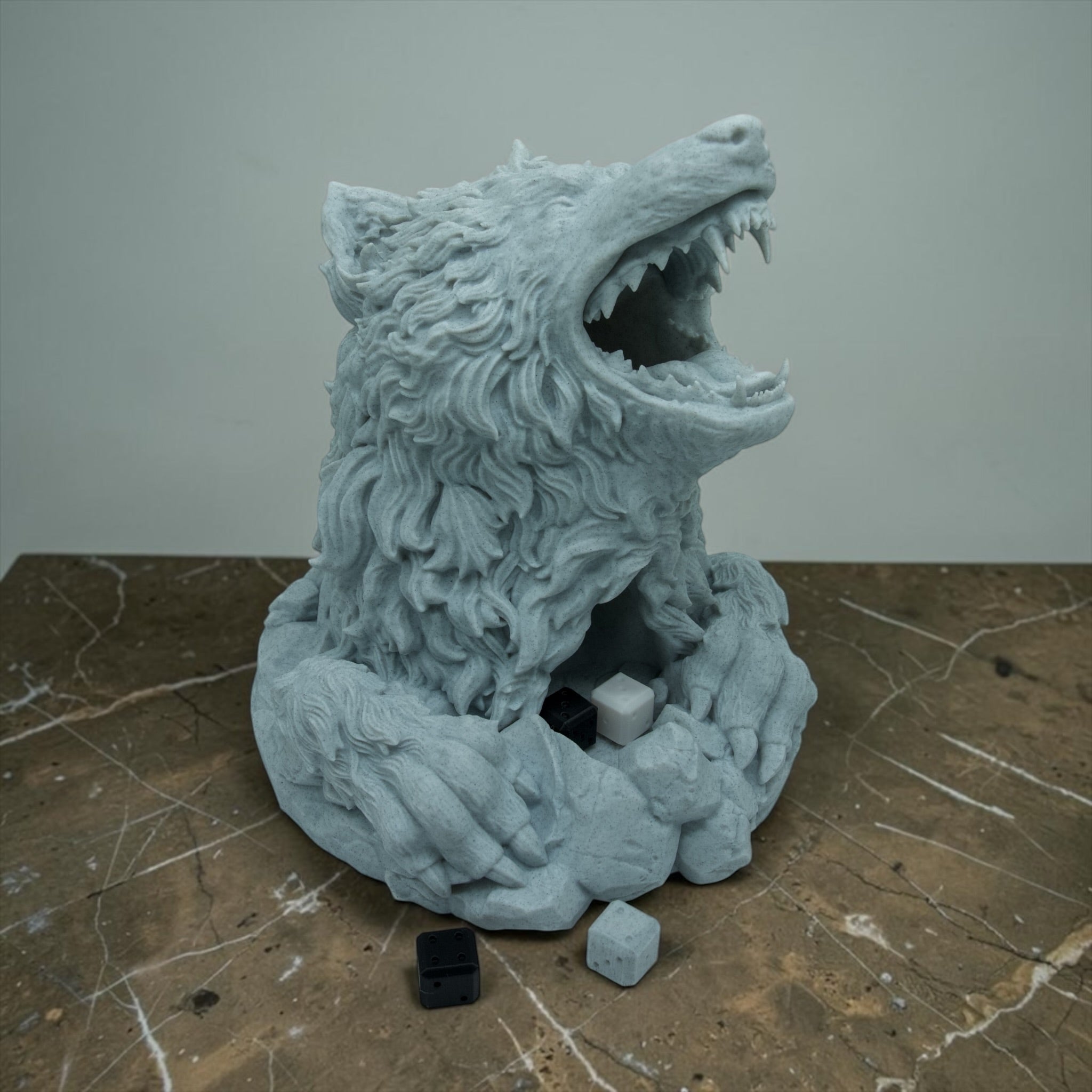 Würfelturm Wolf 3D gedruckt Spiele